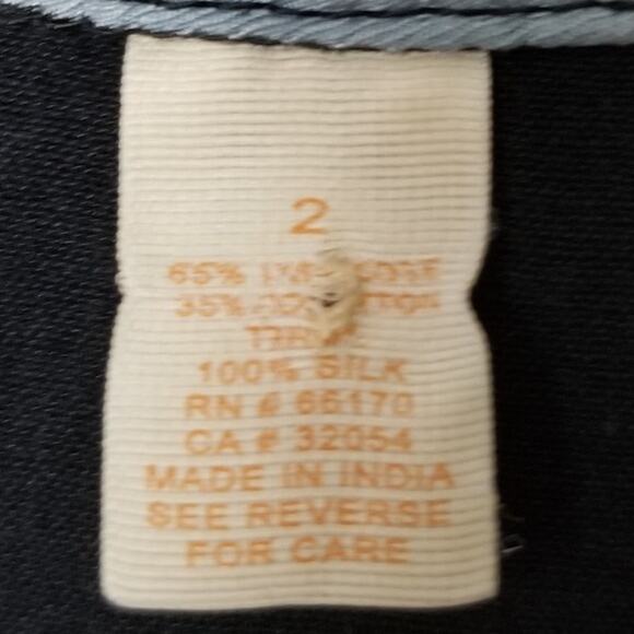 MAEVE Black Sheath Dress Silk Trim V-neck Front Pockets - Size 2 - Picture 9 of 9